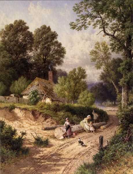 The Green Lane (akvarel på papir) af Myles Birket Foster