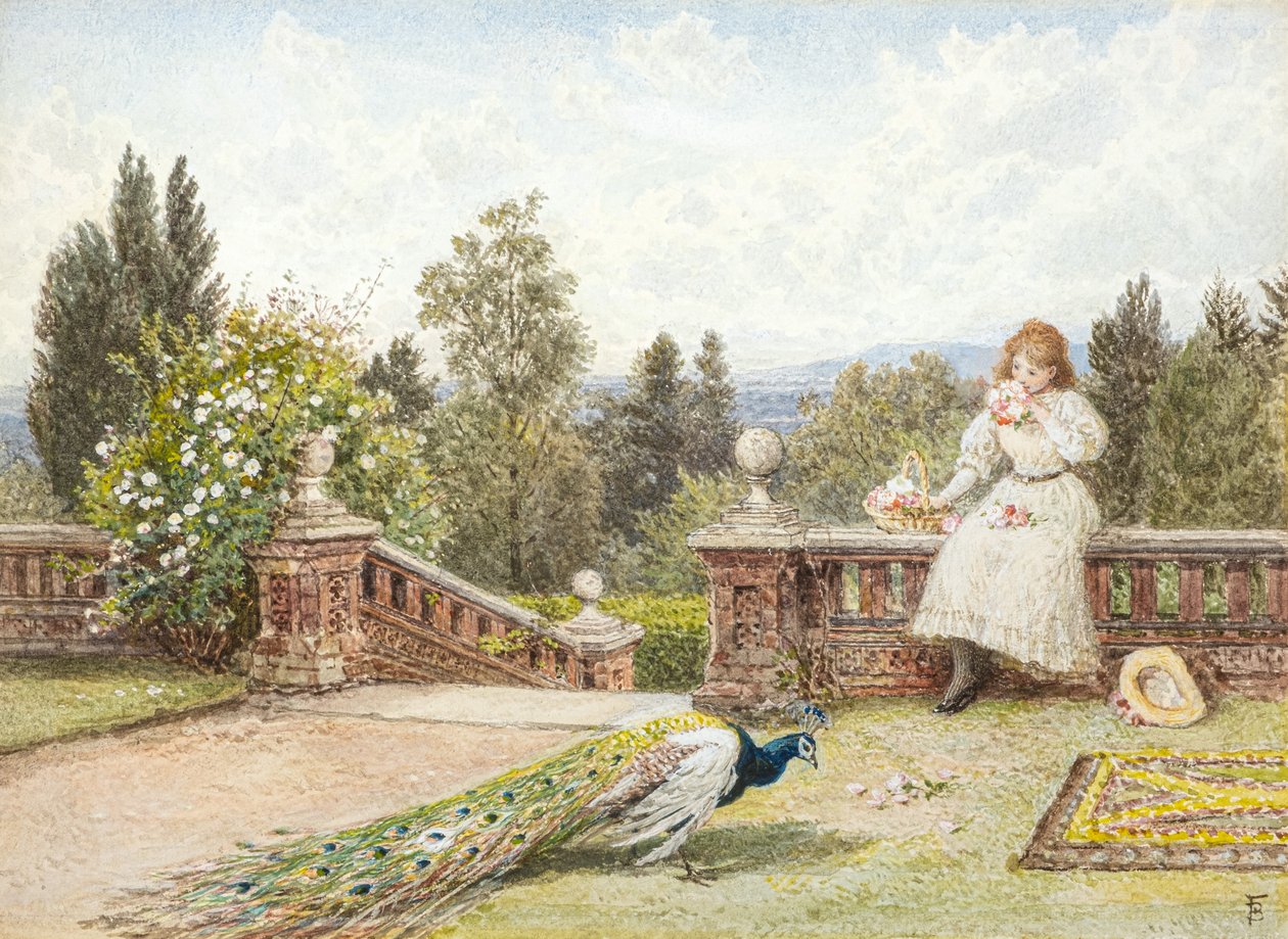 Terrassen (akvarel) af Myles Birket Foster