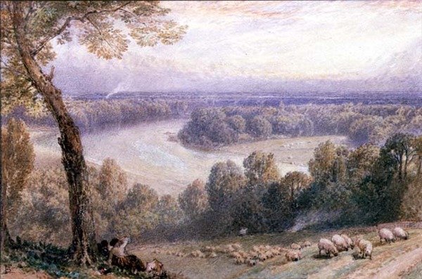 Themsen fra Richmond Hill af Myles Birket Foster