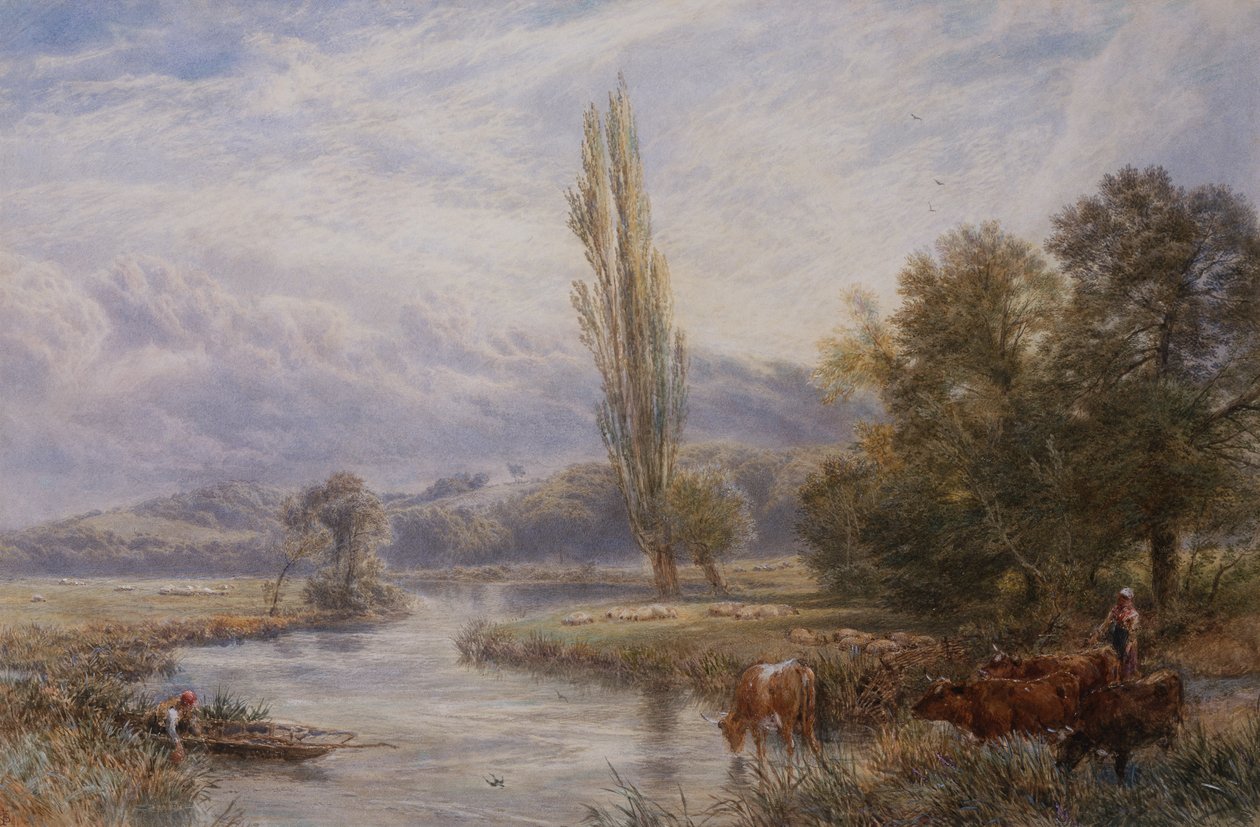 Vandingsstedet (akvarel) af Myles Birket Foster