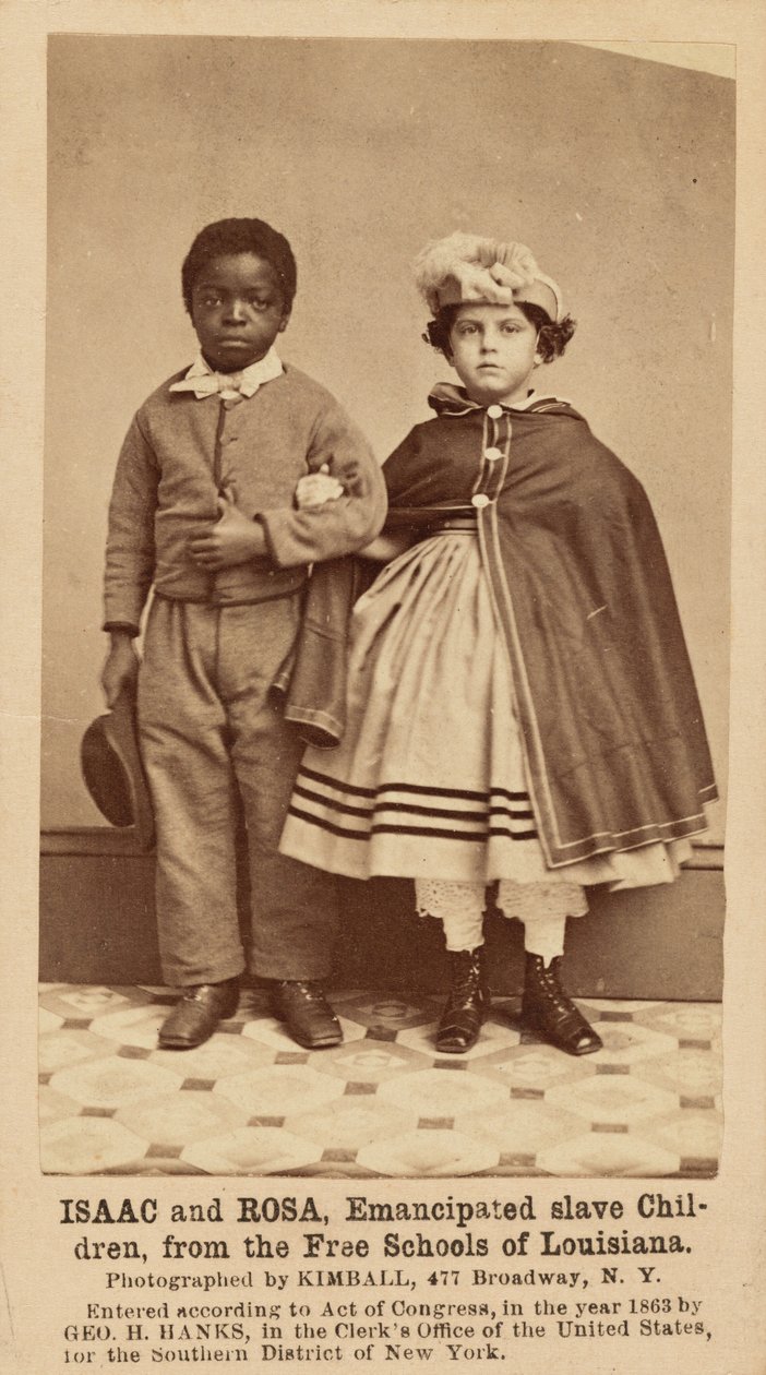 Isaac og Rosa, frigivne slavebørn, fra de frie skoler i Louisiana, 1863-1864 (foto) af Myron H. Kimball