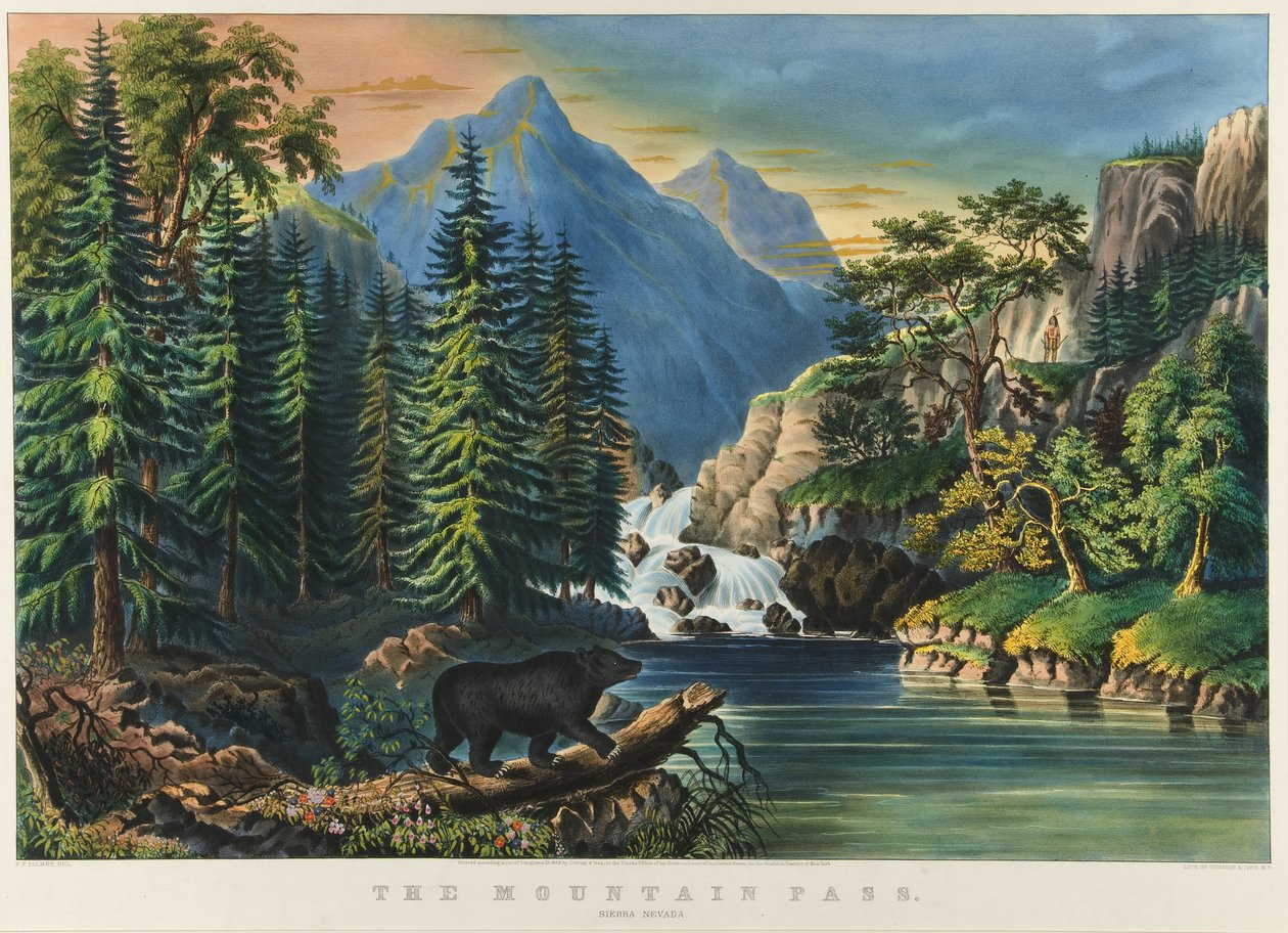 Bjergpasset: Sierra Nevada, 1867 af Nathaniel Currier