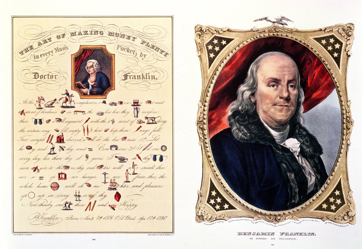 Benjamin Franklin (1706-90) 1847 (se også 210044) af N. and Ives, J.M. Currier