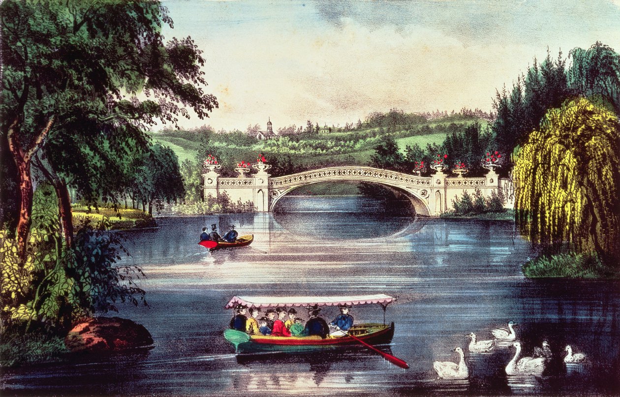 Central Park - Broen af N. and Ives, J.M. Currier