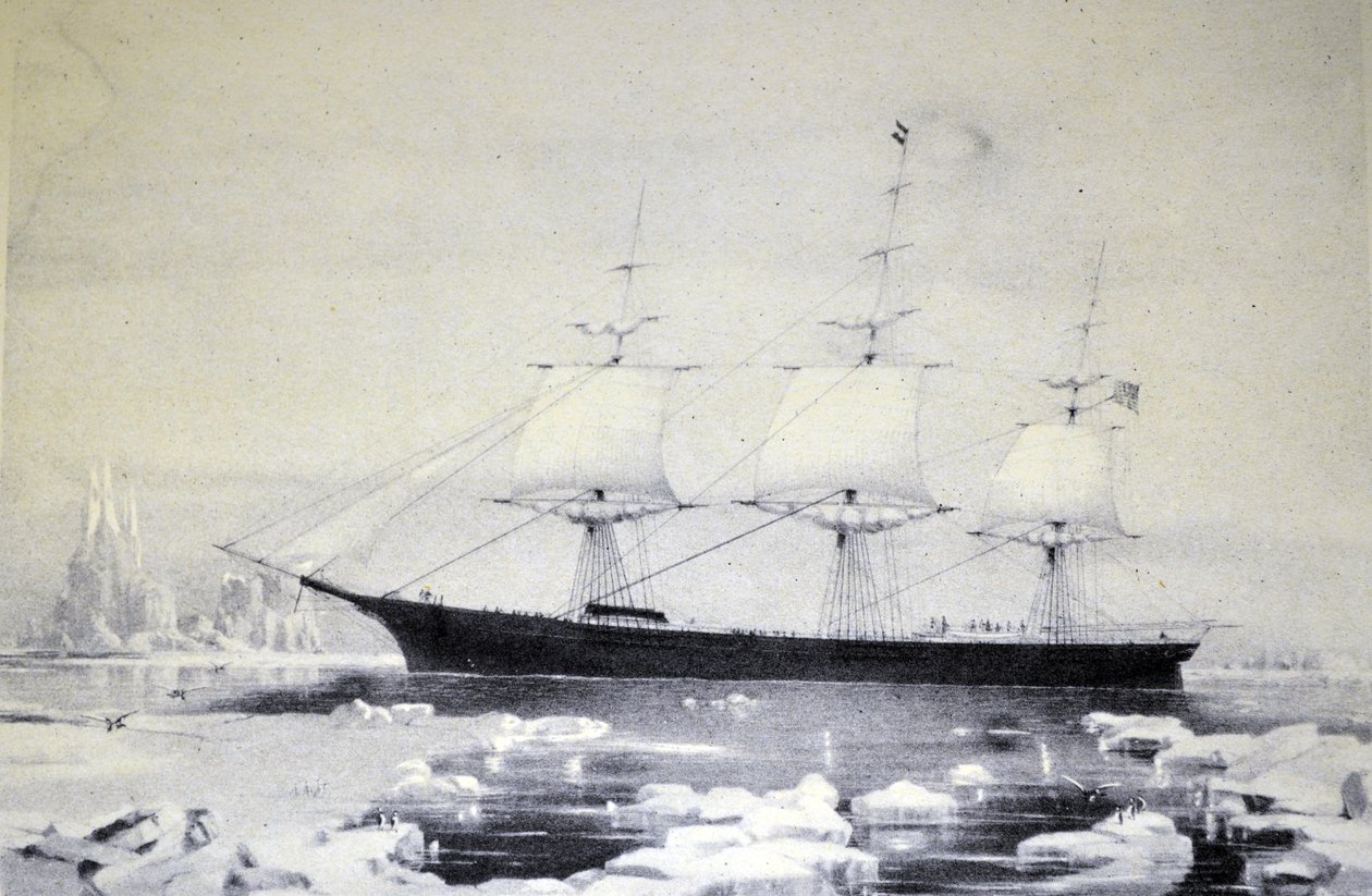 Currier & Ives Illustration 1800-tallet. Clipper Ship rød jakke af N. and Ives, J.M. Currier