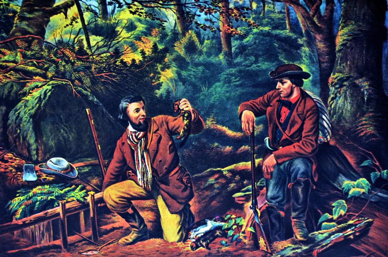 Currier & Ives Illustration 1800-tallet. Minkfangst Prime af N. and Ives, J.M. Currier
