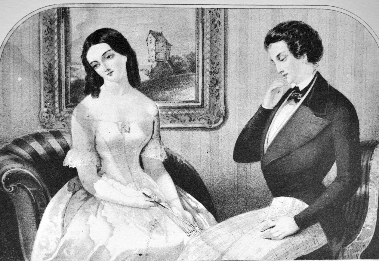 Currier & Ives Illustration 1800-tallet. Pokker spørgsmålet af N. and Ives, J.M. Currier