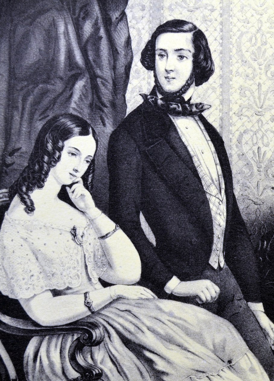 Currier & Ives Illustration 1800-tallet. De elskende skænderier af N. and Ives, J.M. Currier