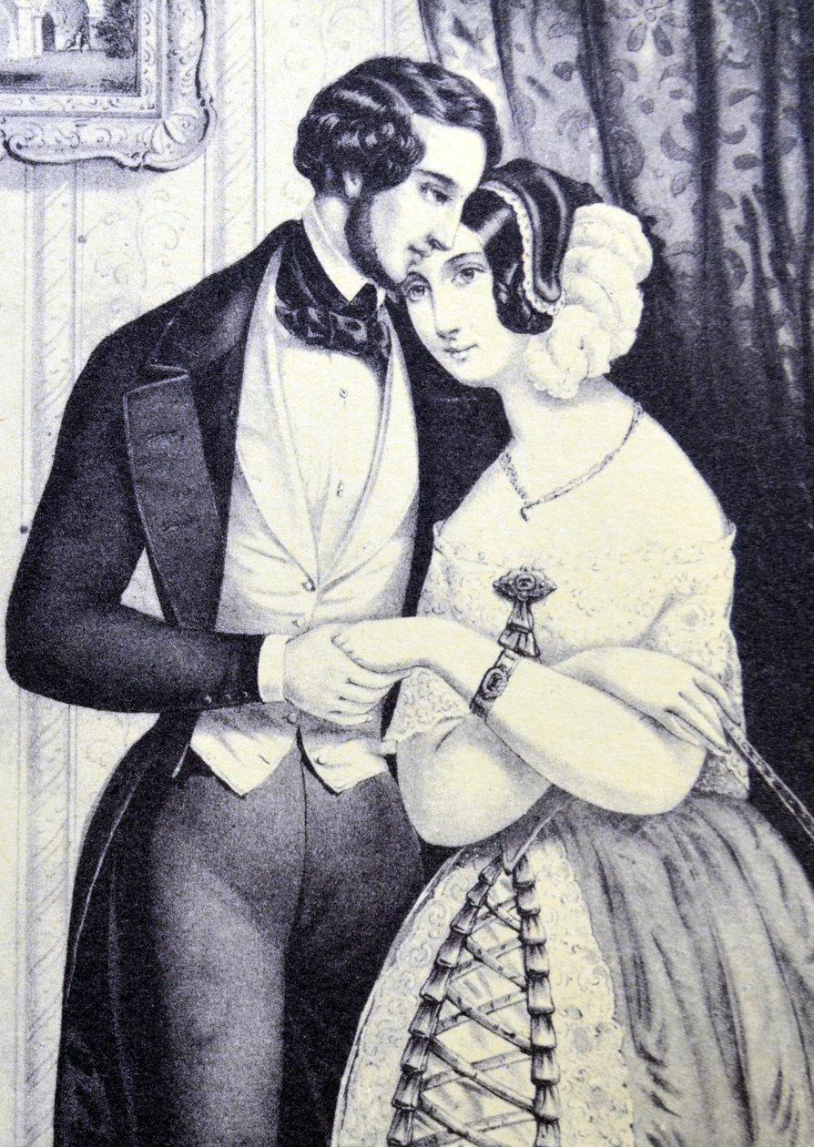 Currier & Ives Illustration 1800-tallet. De elskendes forsoning af N. and Ives, J.M. Currier