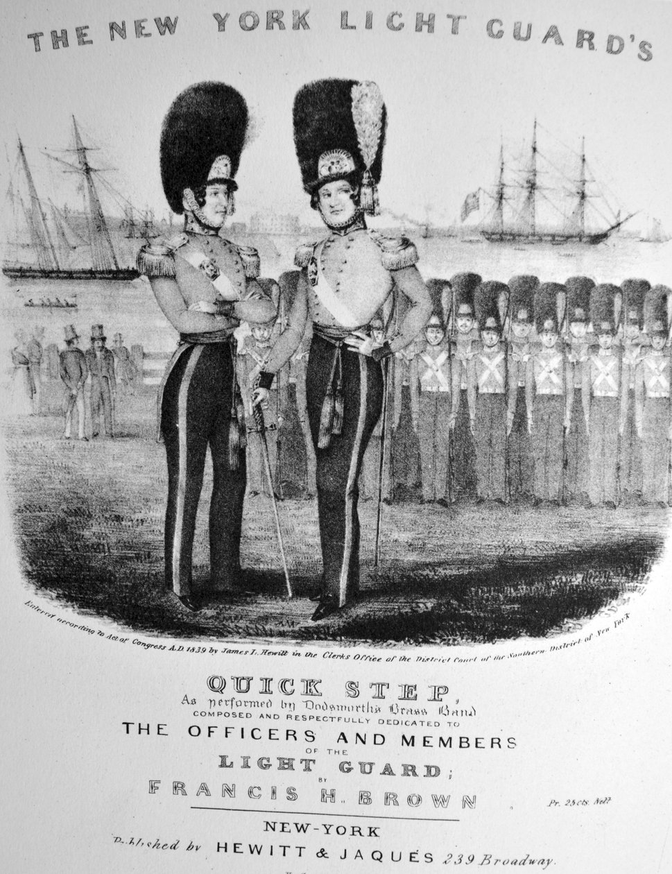 Currier & Ives Illustration 1800-tallet. New York Light Guards Quick Step af N. and Ives, J.M. Currier