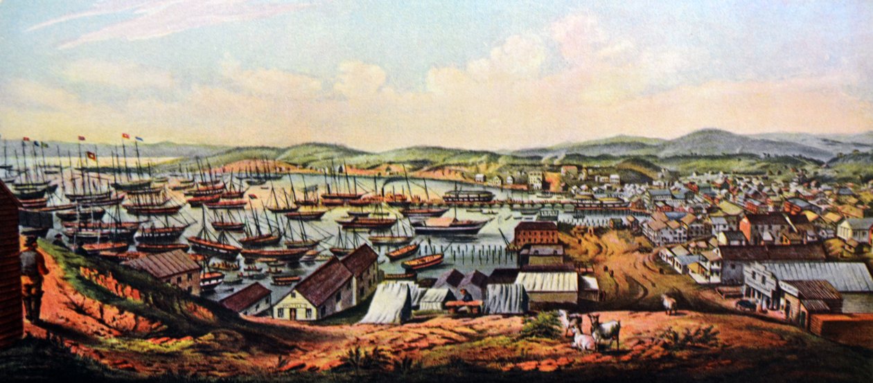 Currier & Ives Illustration 1800-tallet. Udsigt over San Francisco, Californien af N. and Ives, J.M. Currier