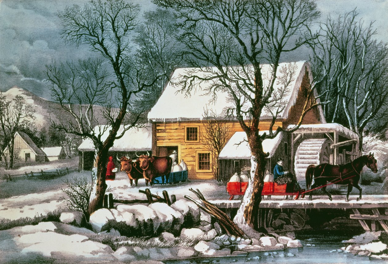 Frozen Up, 1872 (tryk) af N. and Ives, J.M. Currier