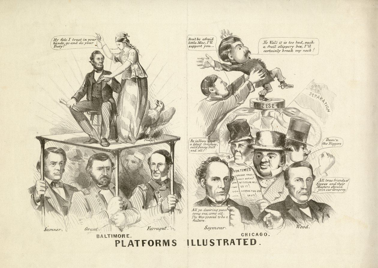 Illustrerede platforme, 1864 af N. and Ives, J.M. Currier