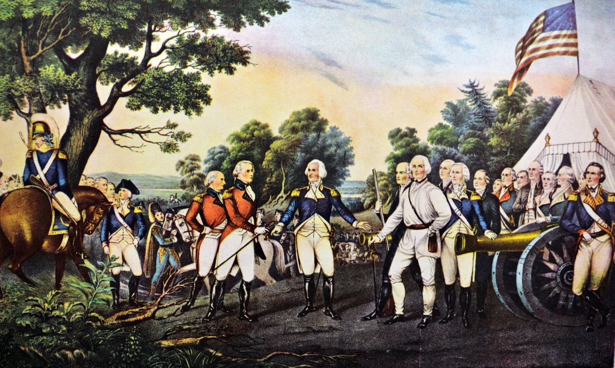 Overgivelse af general Burgoyne i Saratoga N.Y. 17. oktober 1777 af N. and Ives, J.M. Currier