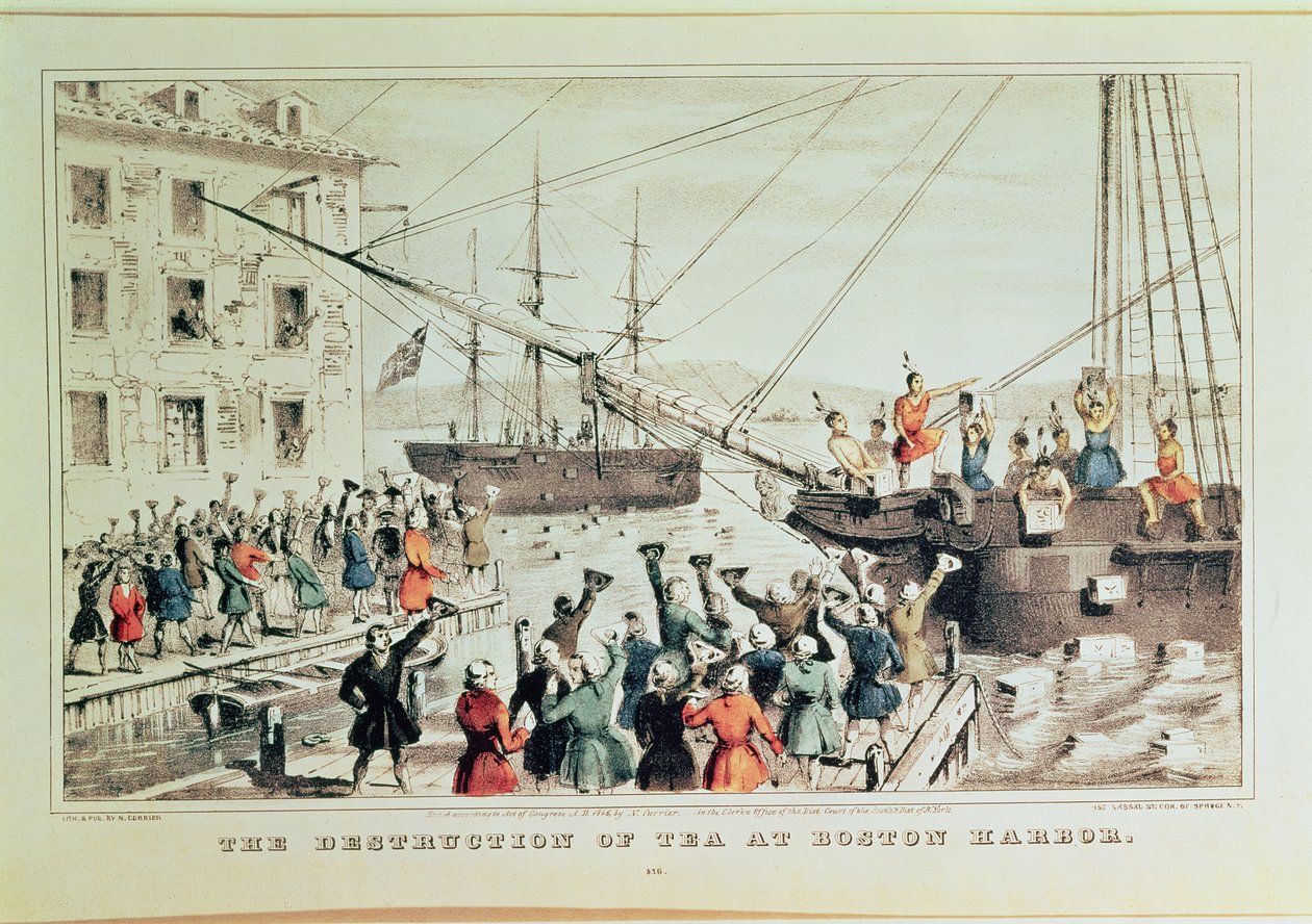 The Boston Tea Party, 1846 (tryk) af N. and Ives, J.M. Currier