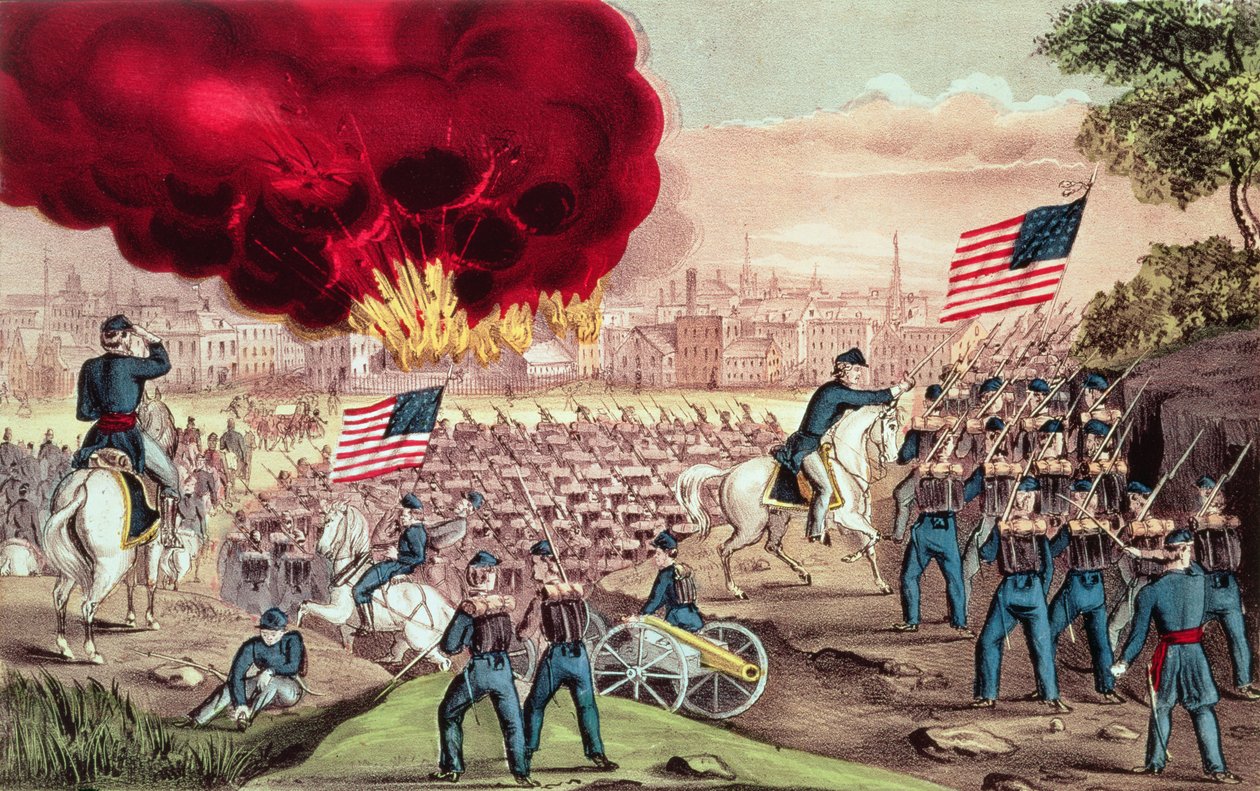 Indtagelsen af Atlanta af Unionens hær, 2. september 1864 af N. and Ives, J.M. Currier
