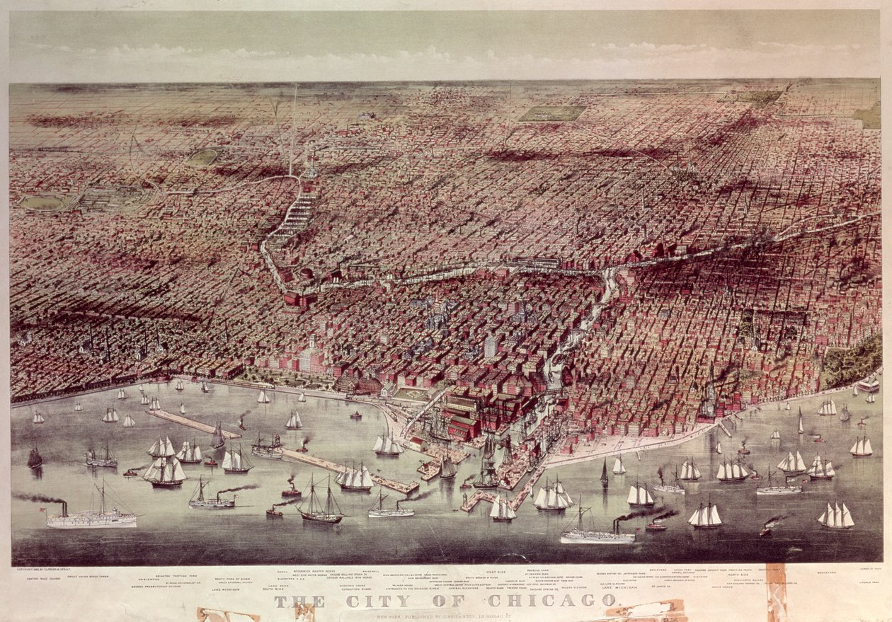 Byen Chicago, Illinois, 1892 af N. and Ives, J.M. Currier