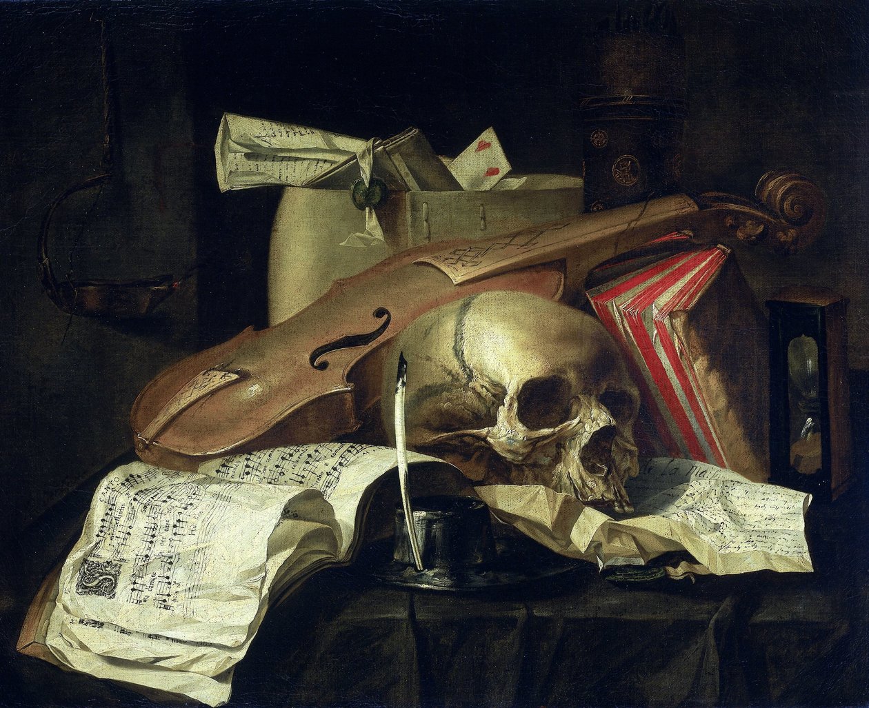 Vanitas stilleben af N.L. Peschier