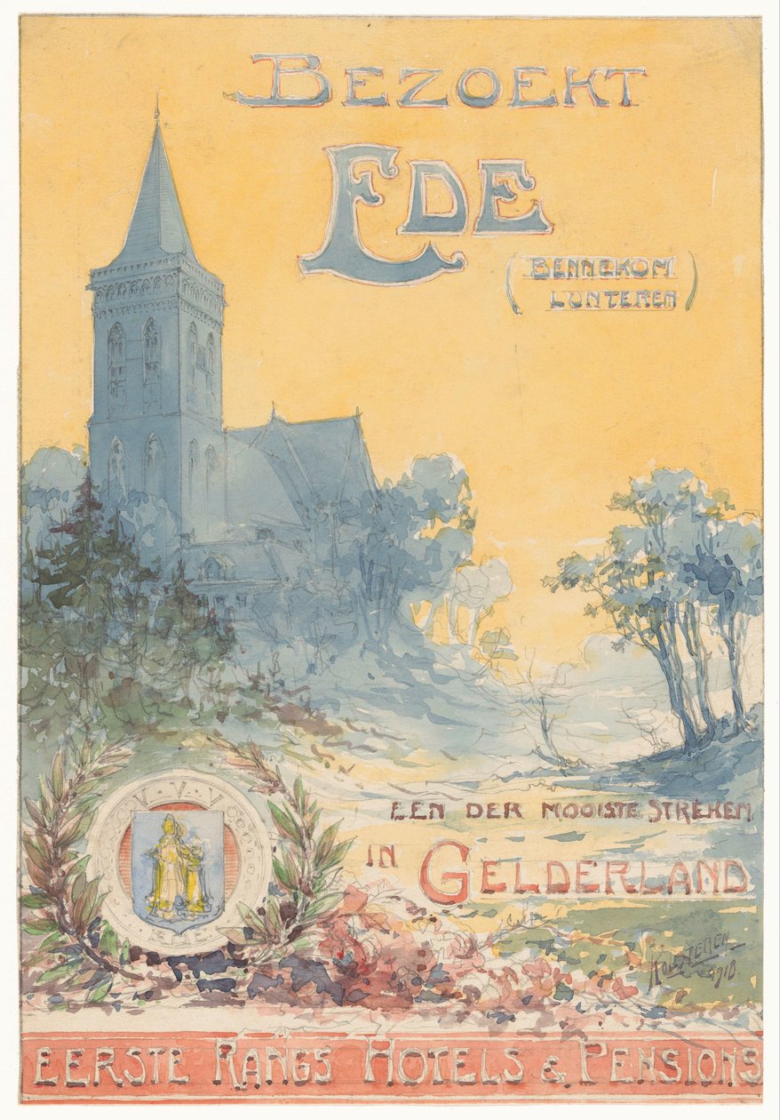 Besøger Ede, en af ​​de smukkeste regioner i Gelderland (original titel på objektet) af N.M. Kolsteren (signed by artist)