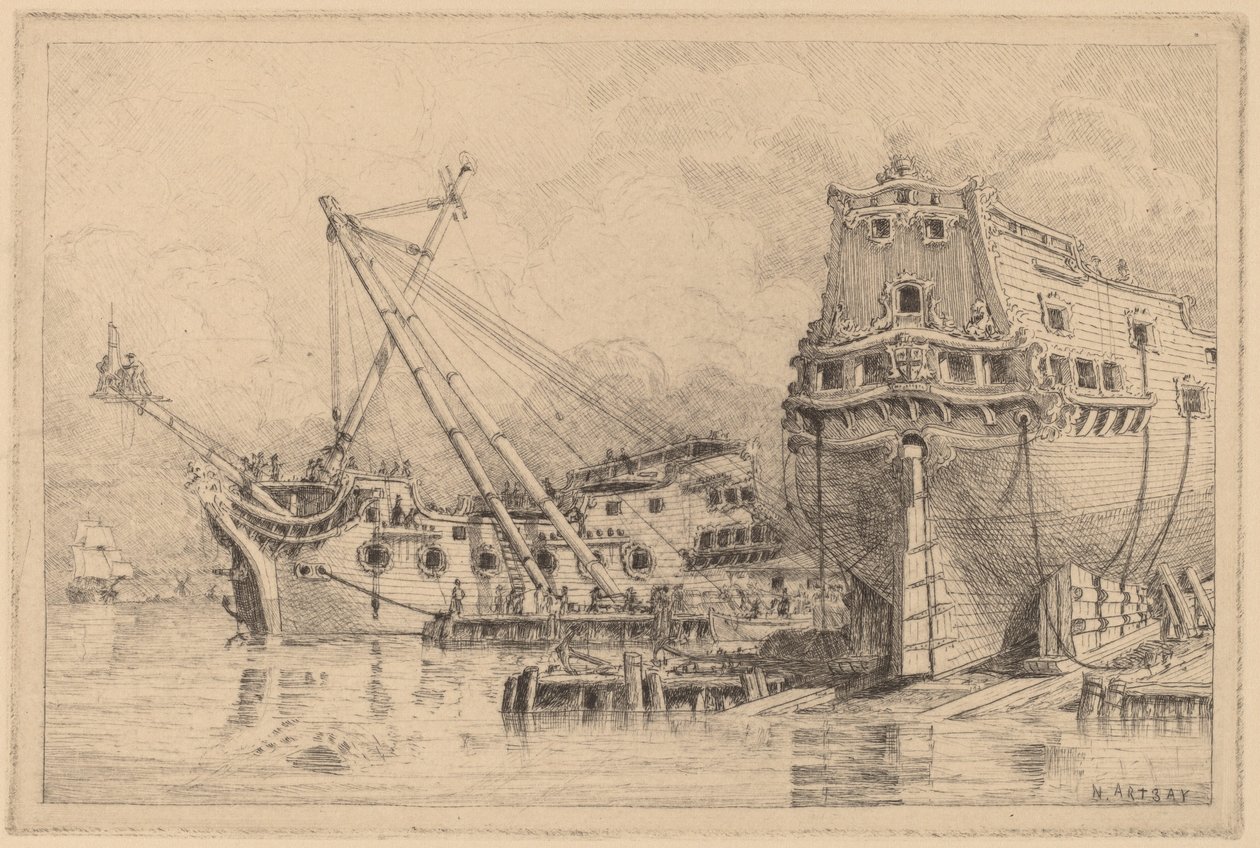To store skibe under konstruktion. af N. Artsay