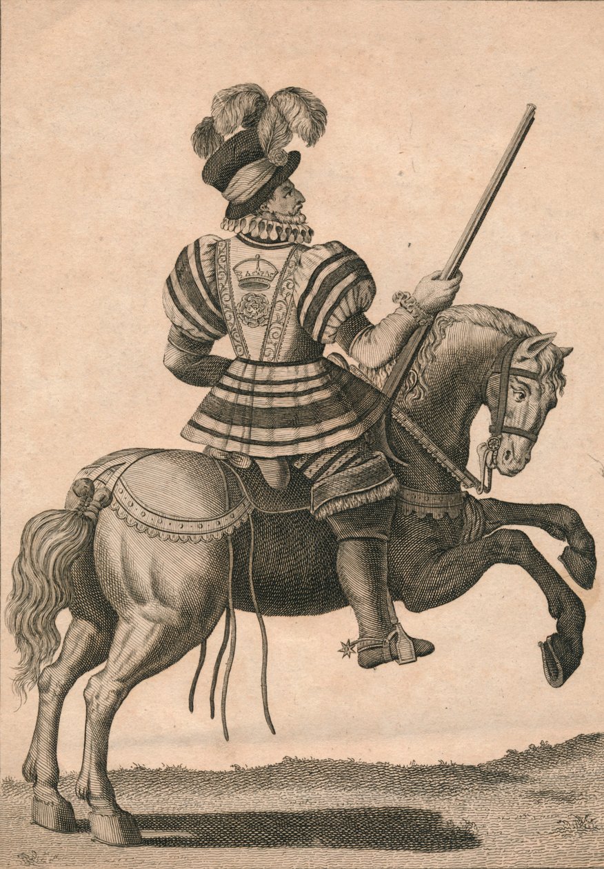A Yeoman of the Guard, der deltager i Queen Elizabeth on a Progress, c1800. af N. C. Goodnight