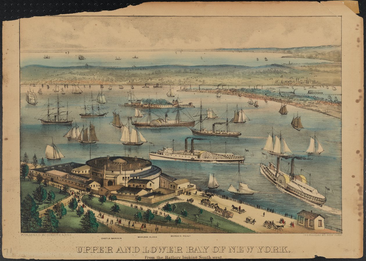 Upper and Lower Bay of New York, ca. 1881 af Nathaniel Currier