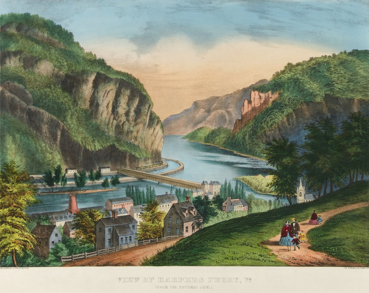 Udsigt over Harpers Ferry, Virginia af Nathaniel Currier