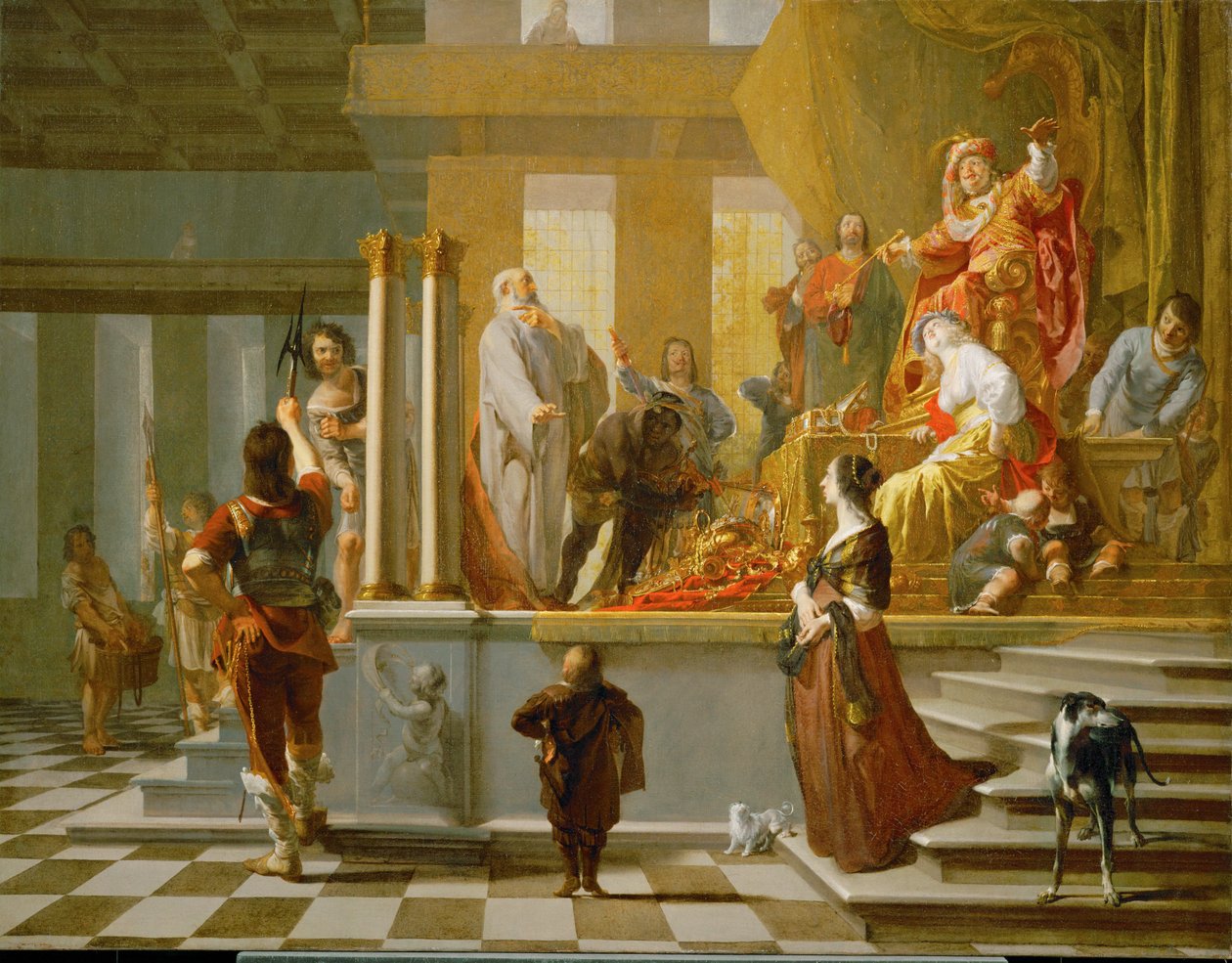 Krøsus viser sine skatte til Solon af N. & Hondecoeter G. G. de (1604-53) Knuepfer