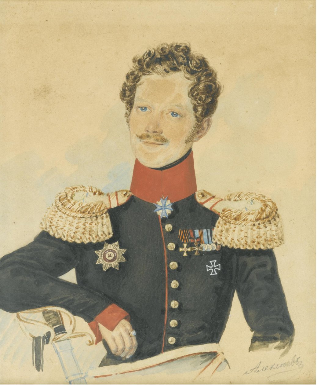 Portræt af Yegor Fyodorovich Meiendorf 1794-1879 af N. M. Alexeyev