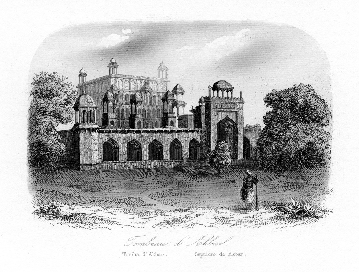 Akbar den Stores grav, Sikandra, Indien, c1840. af N. Remond