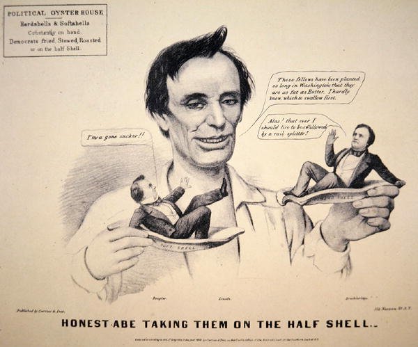 Tegnefilm om Abraham Lincoln (1809-65) Præsidentkampagne af Currier and Ives