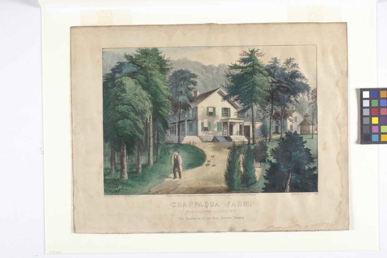 Chappaqua Farm, West Chester County, New York (håndkoloreret litografi) af N. and Ives J.M. (1824 95) Currier