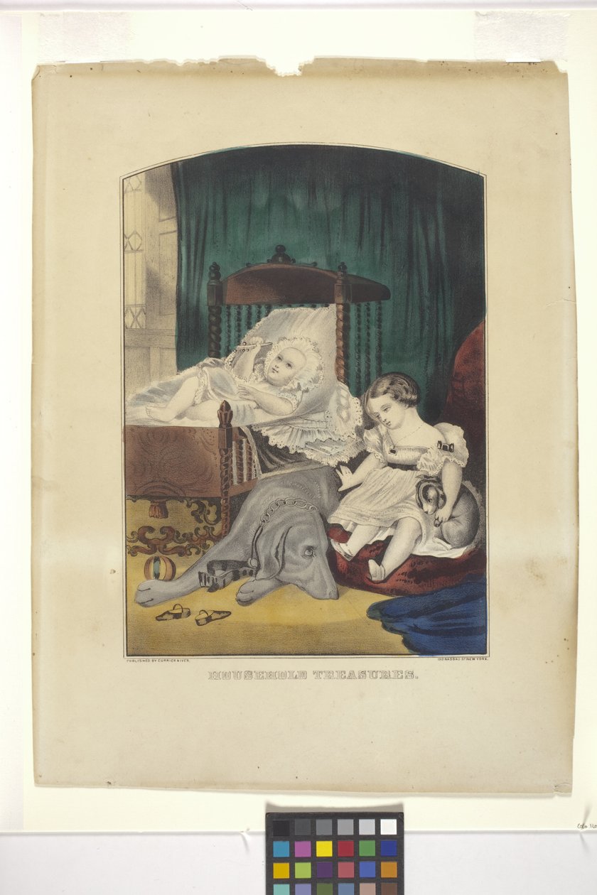 Husholdningsskatte (håndfarvet litografi) af N. and Ives J.M. (1824 95) Currier