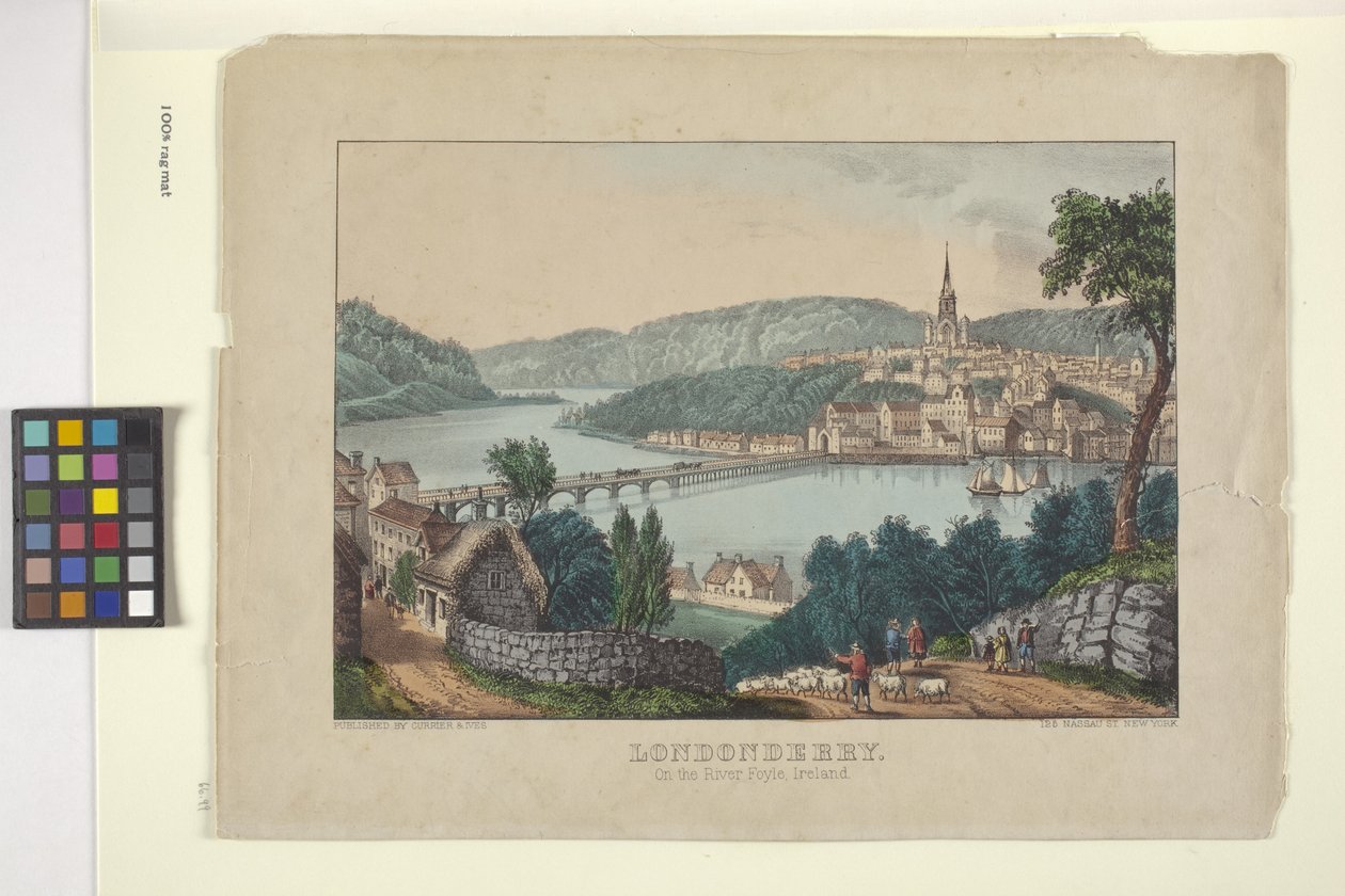 Londonberry (håndfarvet litografi) af N. and Ives J.M. (1824 95) Currier