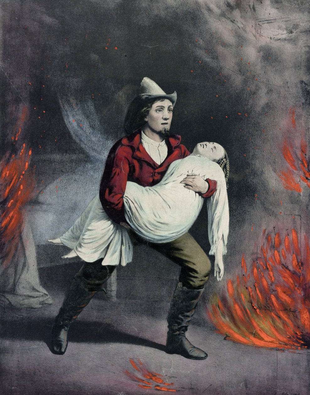 Den amerikanske brandmand af N. Currier and Ives J.M.