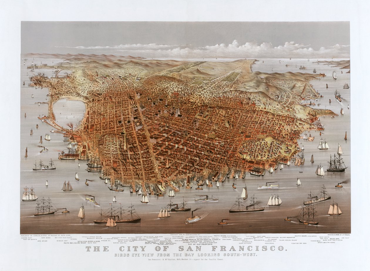 The City of San Francisco af Currier & Ives, ca. 1878 (farve litho) af Currier and Ives