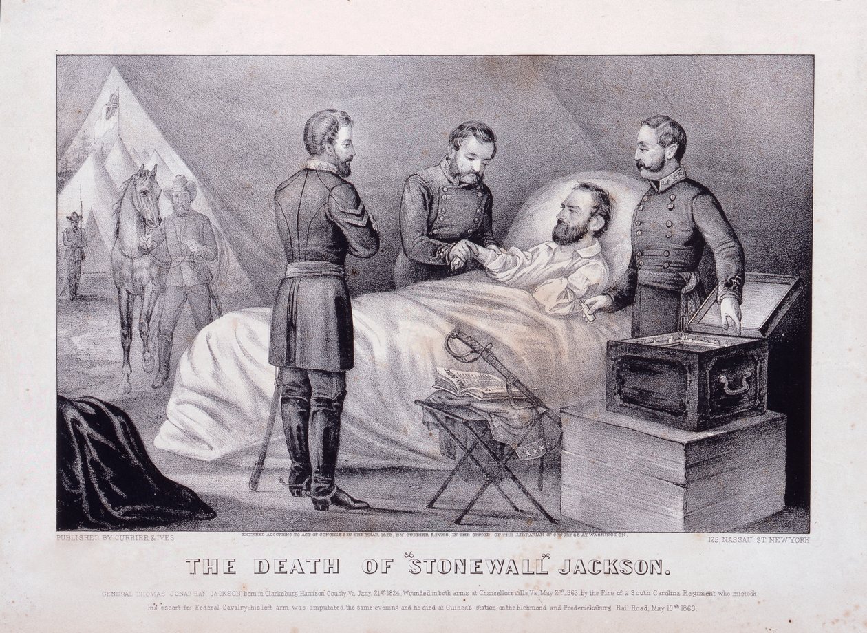 "Stonewall" Jacksons død (litografi) af N. and Ives J.M. (1824 95) Currier