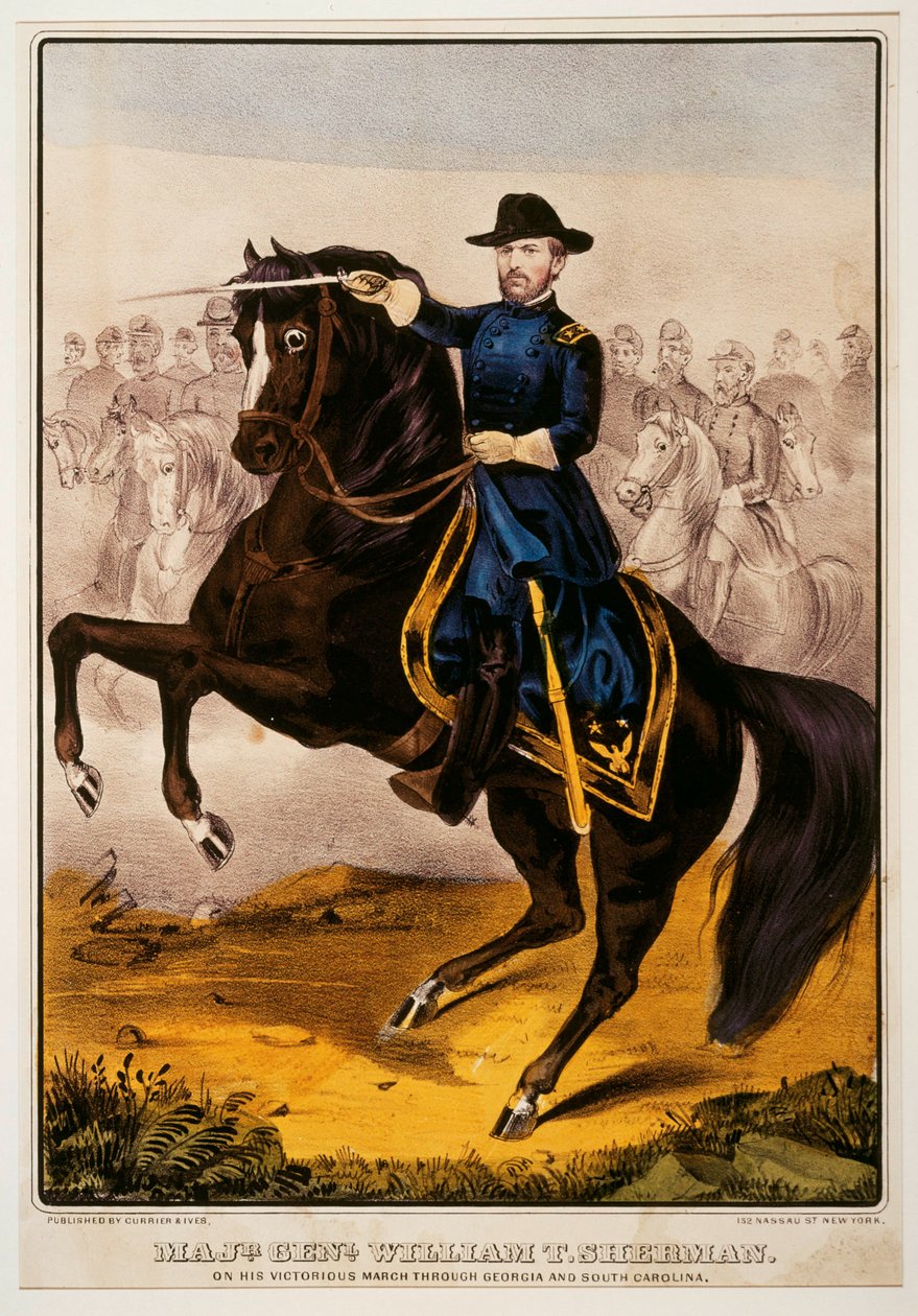 William Tecumseh Sherman, unionsgeneral under den amerikanske borgerkrig ... (farvetryk) af N. and Ives J.M. (1824 95) Currier
