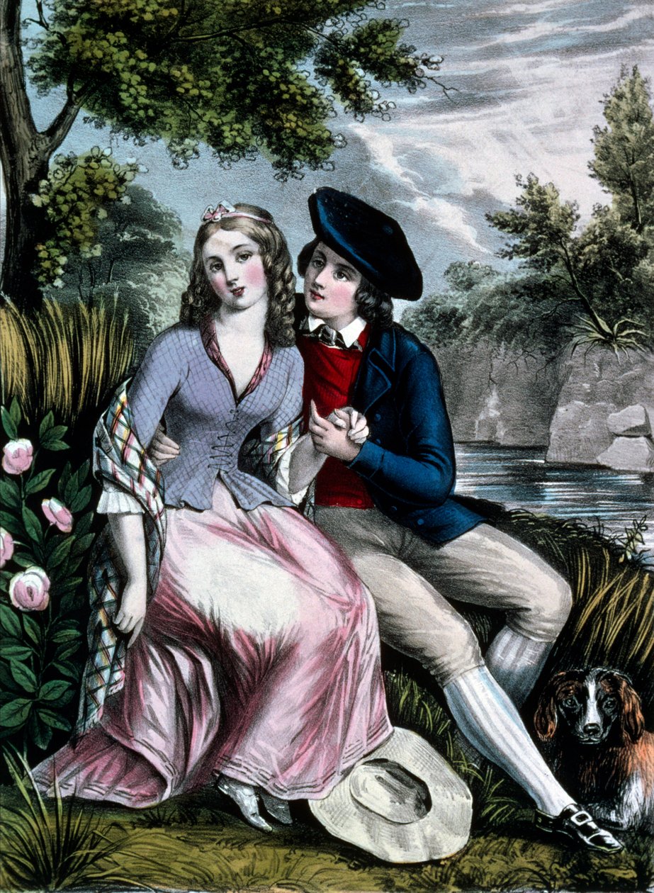 den skotske digter Robert Burns forfører sin Mary Campbell fra højlandet af N. and Ives J.M. (1824 95) Currier
