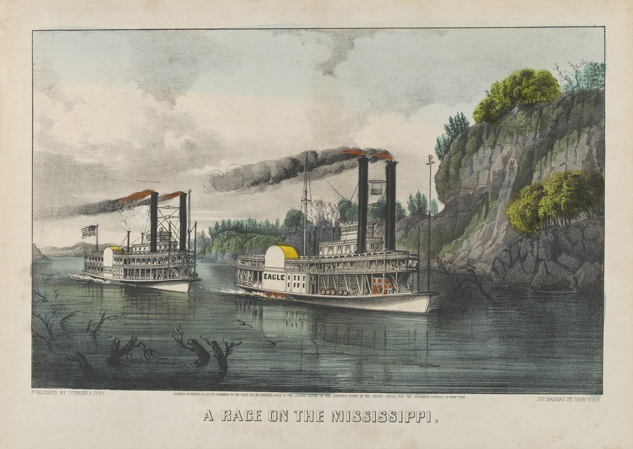 Et løb på Mississippi af Currier and Ives