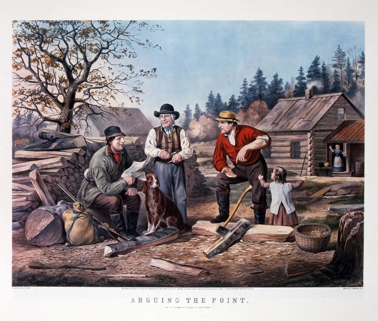 "At argumentere for pointen" af N. and Ives J.M. (1824 95) Currier