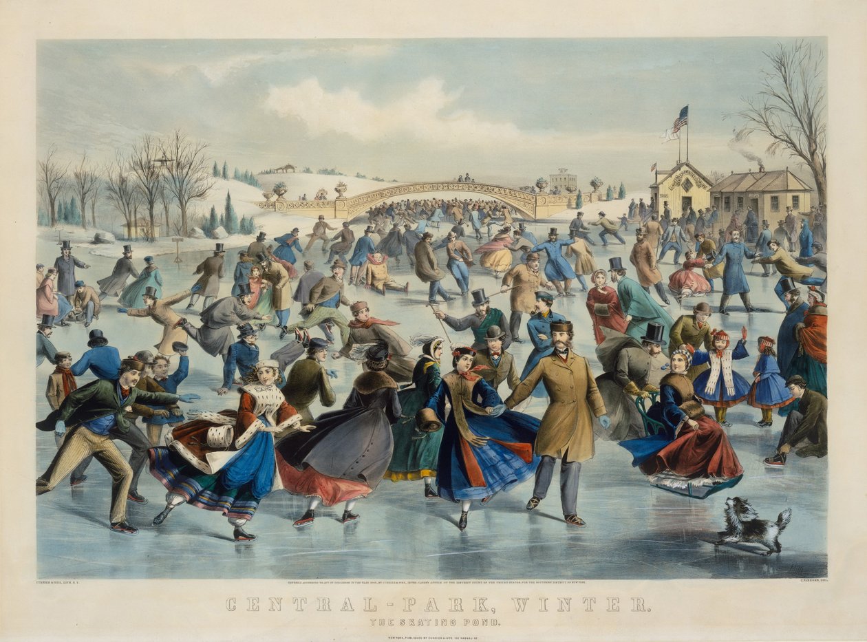 Central Park, Vinter – Skøjtedammen af Currier and Ives