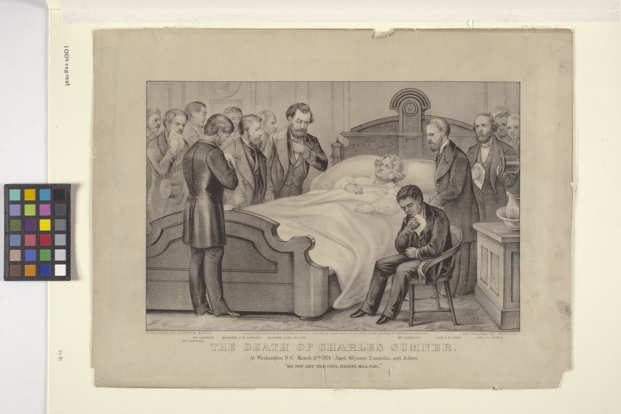 Charles Sumners død (litografi) af N. and Ives J.M. (1824 95) Currier