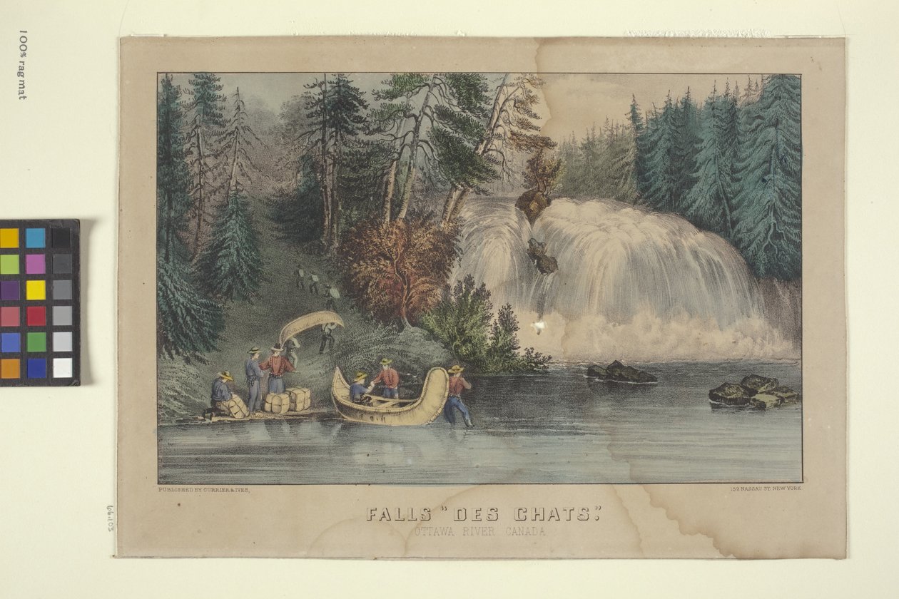 Falls "Des Chats" (håndfarvet litografi) af N. and Ives J.M. (1824 95) Currier