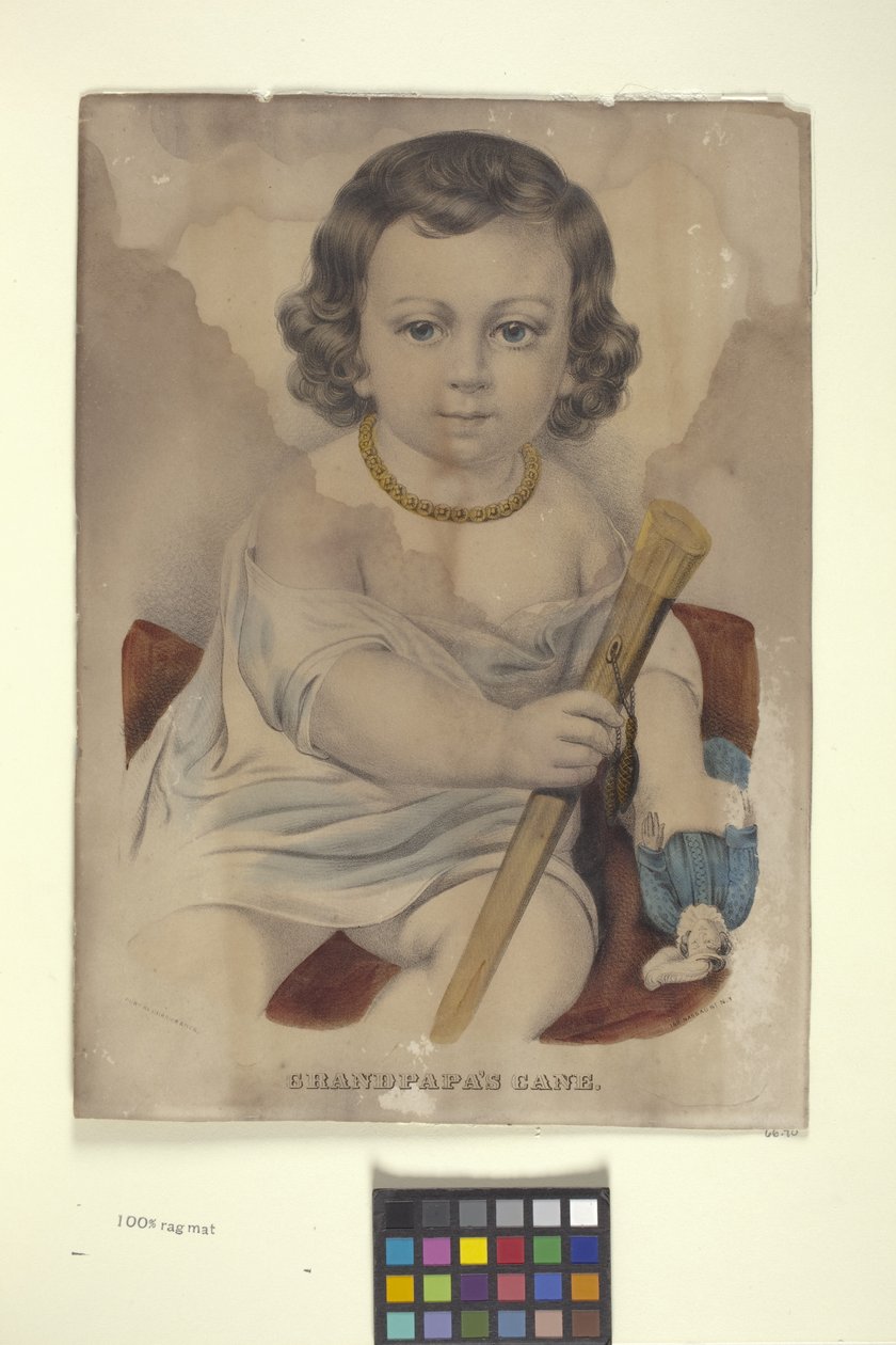Bedstefars stok (håndfarvet litografi) af N. and Ives J.M. (1824 95) Currier