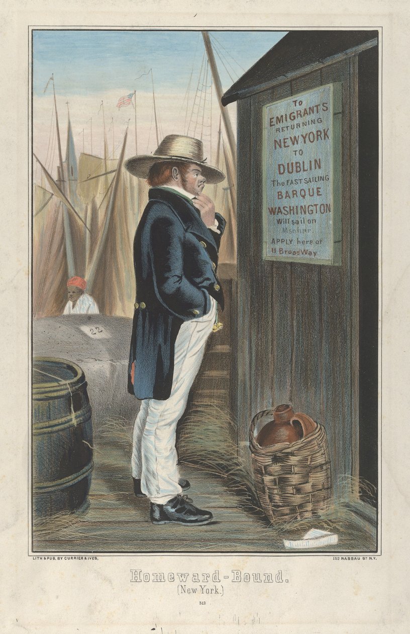 Homeward Bound (New York), ca. 1860 (håndkoloreret litografi) af Currier and Ives