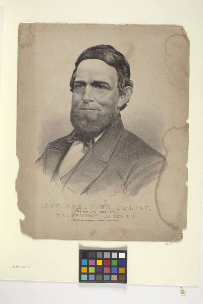 Det her. Schuyler Colfac (håndkoloreret litografi) af N. and Ives J.M. (1824 95) Currier