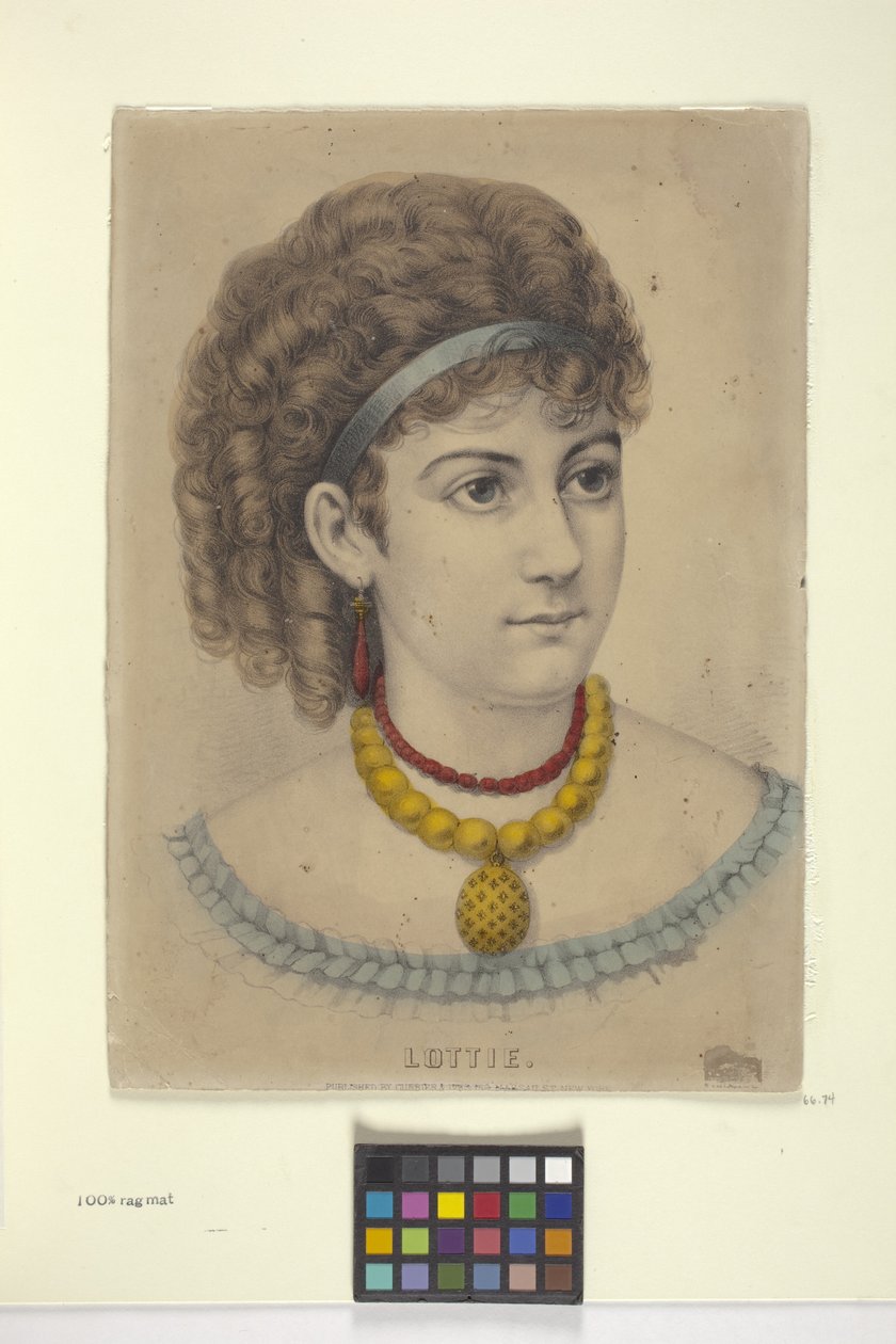 Lottie (håndfarvet litografi) af N. and Ives J.M. (1824 95) Currier