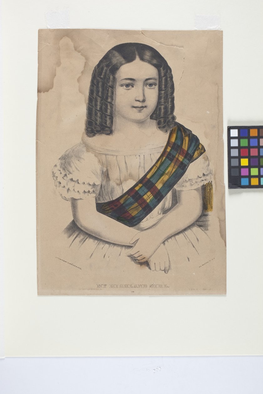 My Highland Girl (håndfarvet litografi) af N. and Ives J.M. (1824 95) Currier