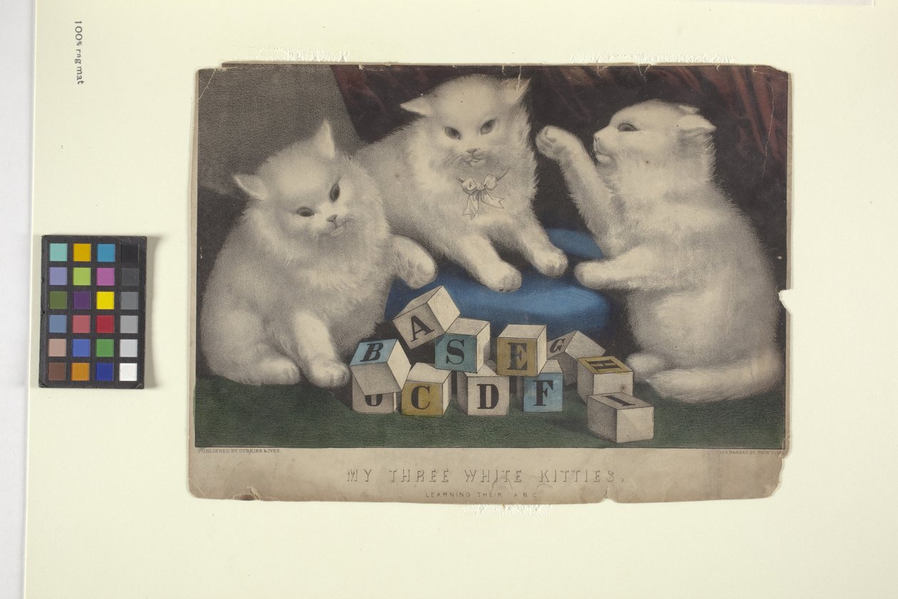Mine tre hvide killinger (håndfarvet litografi) af N. and Ives J.M. (1824 95) Currier